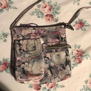 Floral purse with adjustable strap
